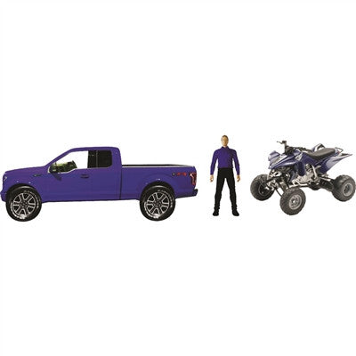 New Ray Toys 1:14 Light/Sound Ford F-150 Blue with YFZ 450R