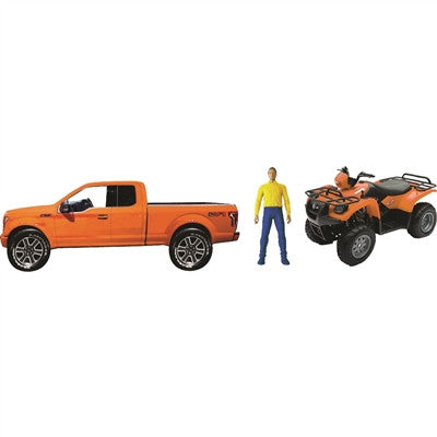 New Ray Toys 1:14 Light/Sound Ford F-150 Orange with Suzuki ATV