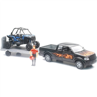 New Ray Replica 1:18 Scale Truck/Trailer/UTV Truck Black/RZR Blue