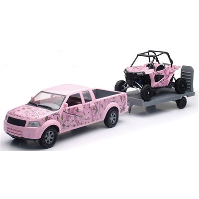 New Ray Replica 1:18 Scale Truck/Trailer/UTV Truck Pink Camo/UTV Pink Camo