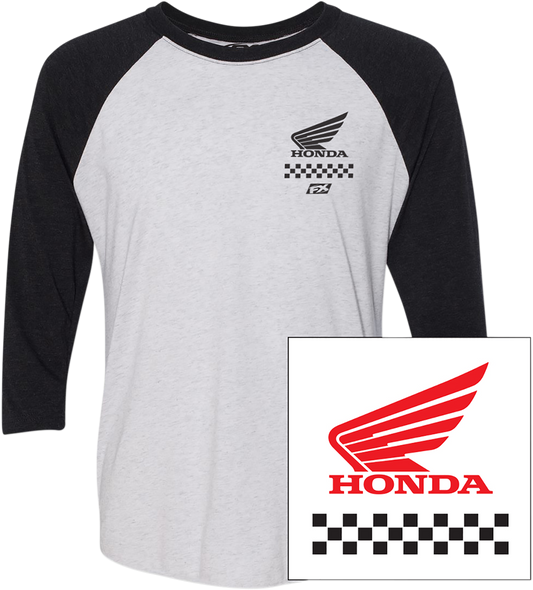Factory Effex Honda Wing Baseball T-Shirt - White/Black - Large