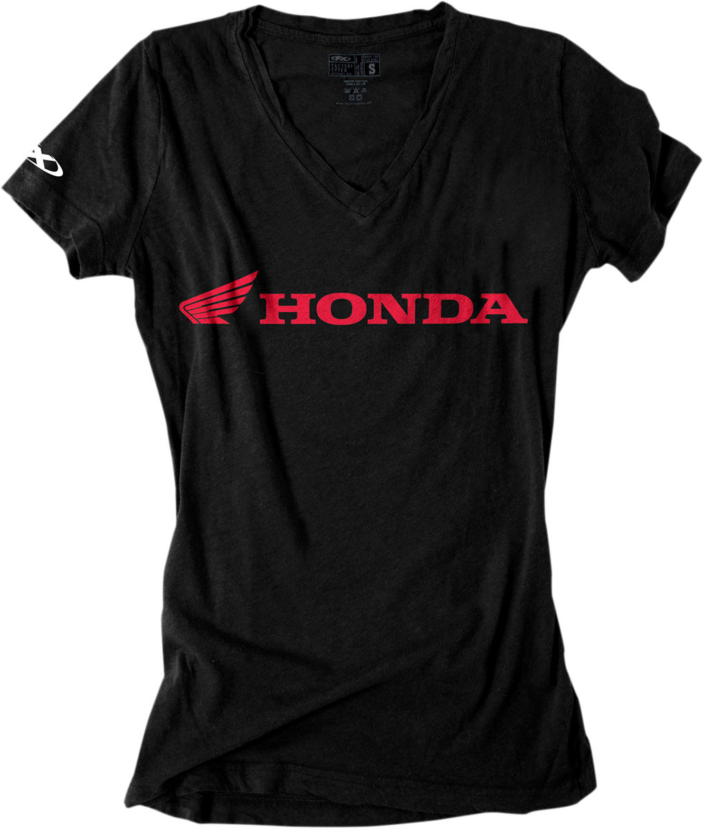 Factory Effex Womens Honda V-Neck T-Shirt Black
