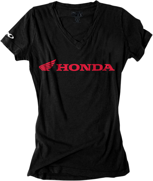 Factory Effex Womens Honda V-Neck T-Shirt Black