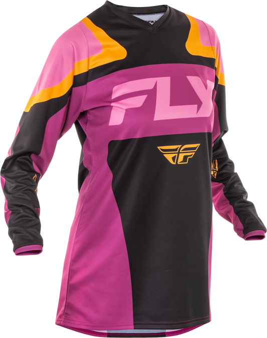 FLY Racing 2025 Womens F-16 Jersey Black/Mauve/Yellow