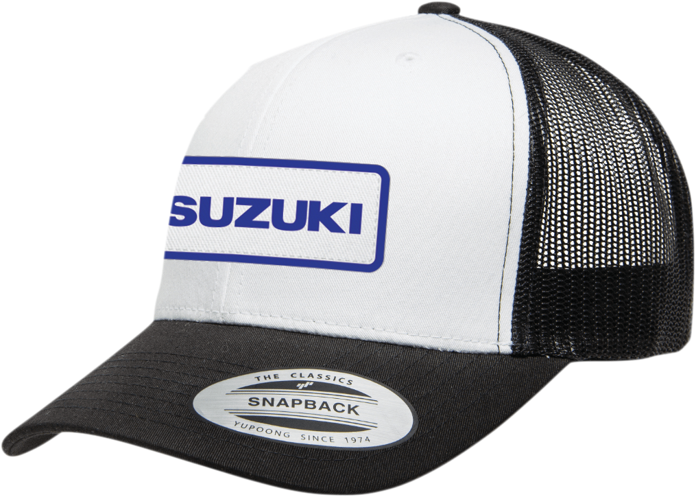 Factory Effex Suzuki Throwback Curved Bill Hat White-Black Mesh