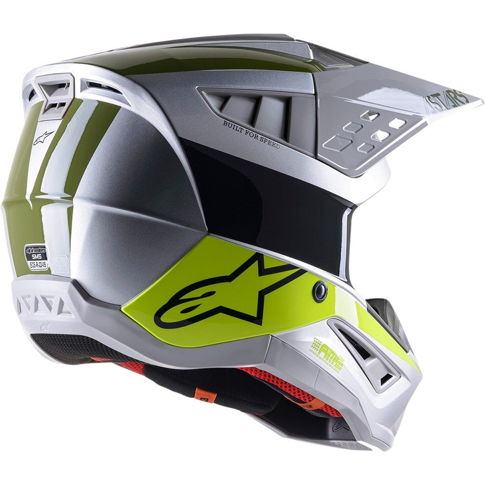 Alpinestars SM5 Bond Offroad Helmet Silver/Yellow/Green