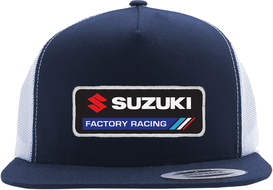 Factory Effex Suzuki Factory Snapback Hat Navy-White Mesh