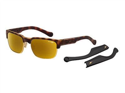 Arnette Dean Rectangular Sunglasses - Fuzzy Havana / Gold Mirror