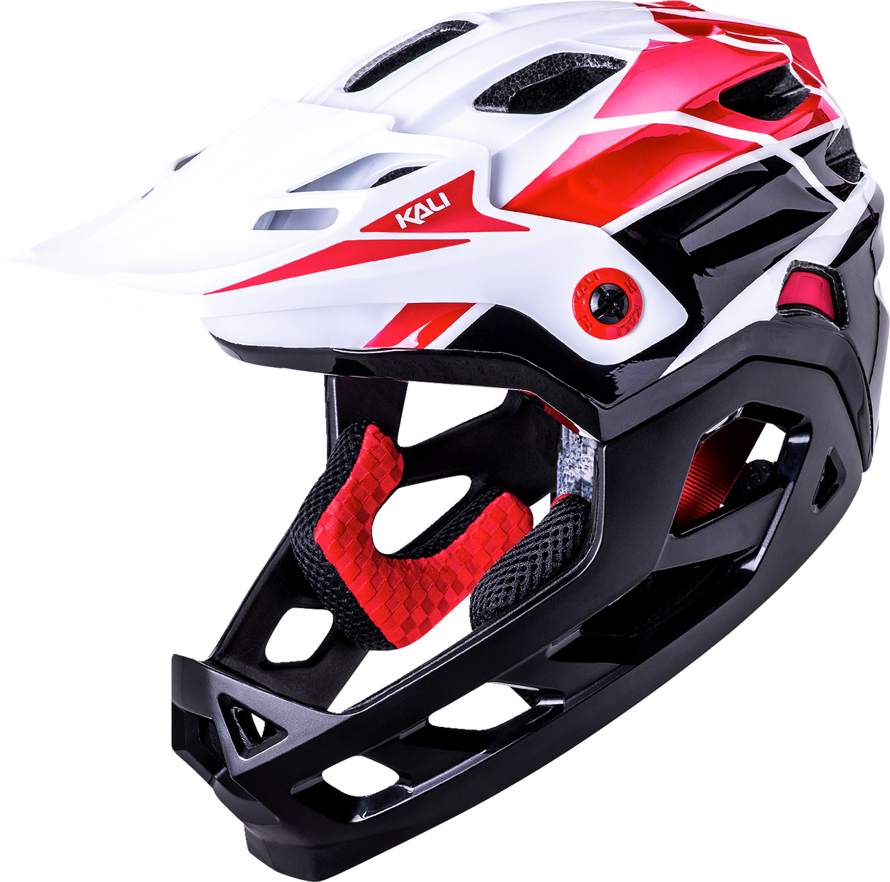 Kali Child Maya Race Full Face Bicycle Helmet Race Gloss White/Red/Black