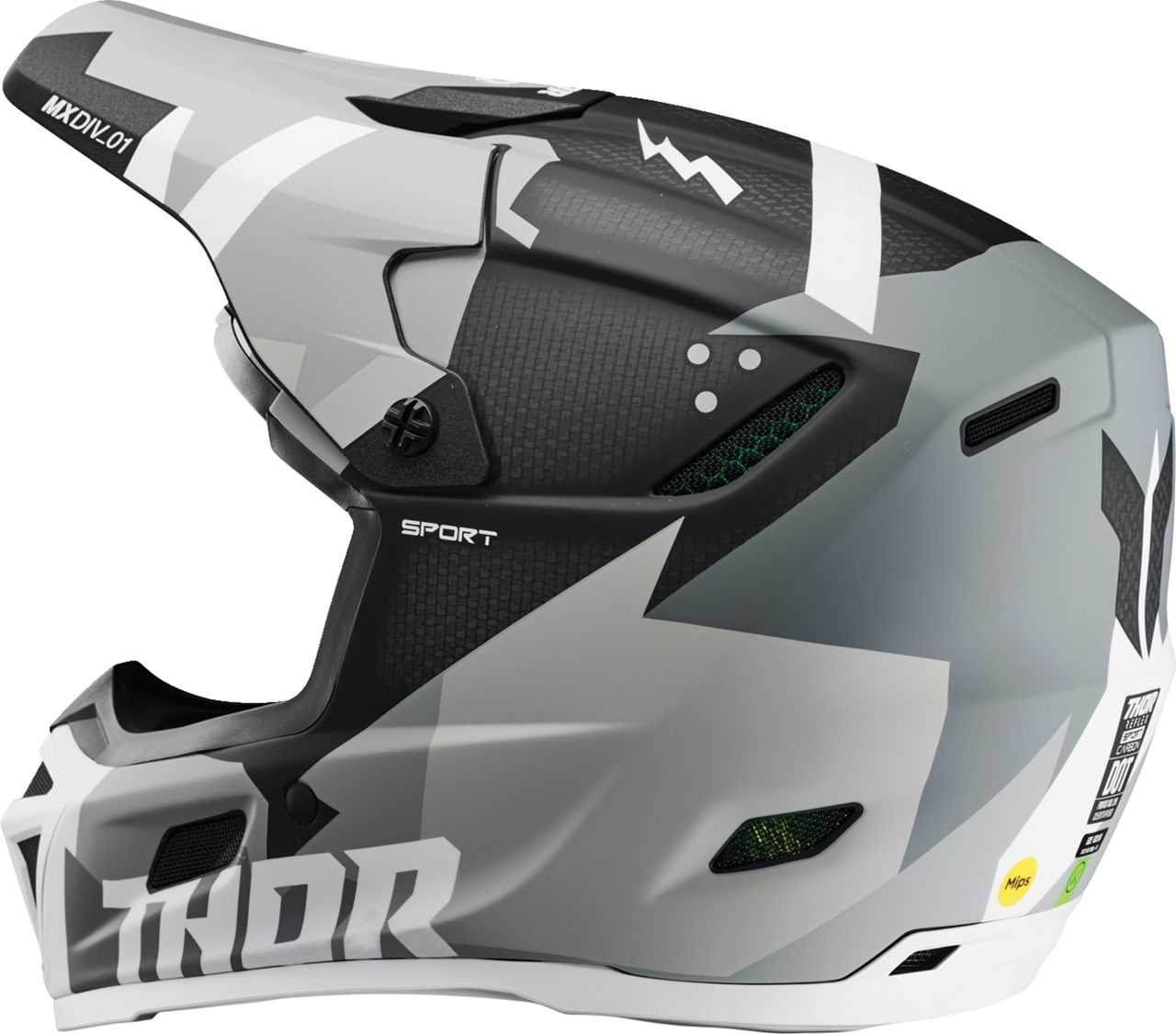 Thor 2025 Reflex Sport Carbon Brave MIPS Helmet Carbon Brave Gray/White