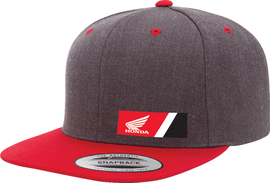 Factory Effex Honda Wedge Snapback Hat Heather Gray-Red