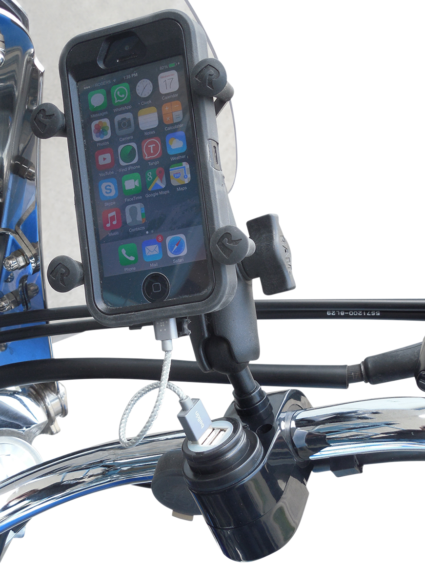 Gears Canada 100366-1 Dual USB Charger - 1" Ball Mount - Black
