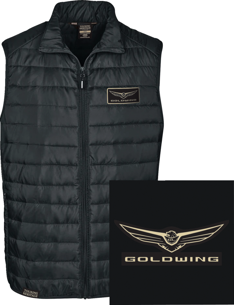 Factory Effex Gold Wing Mens Puffer Style Vest Black