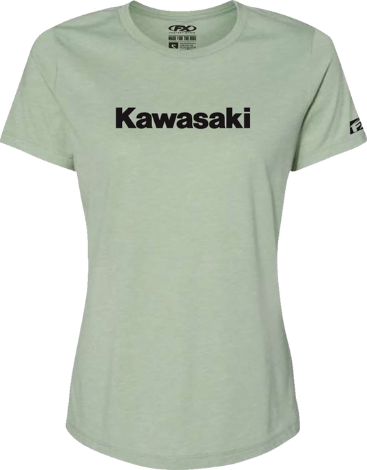 Factory Effex Kawasaki Womens T-Shirt Heather Light Green