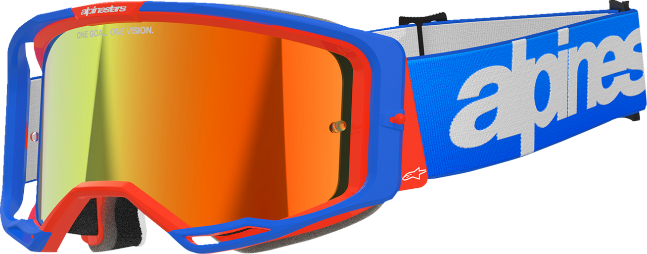 Alpinestars Vision 8 Goggle - Wordmark Blue/Orange - Red Mirror Len