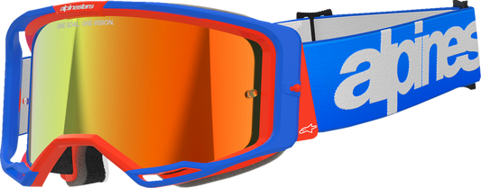 Alpinestars Vision 8 Goggle - Wordmark Blue/Orange - Red Mirror Len