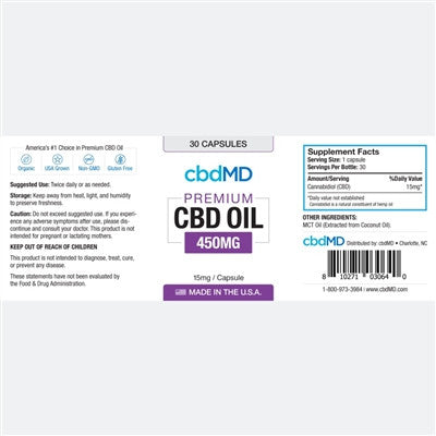 cbdMD Oil Capsules 30 count 450mg