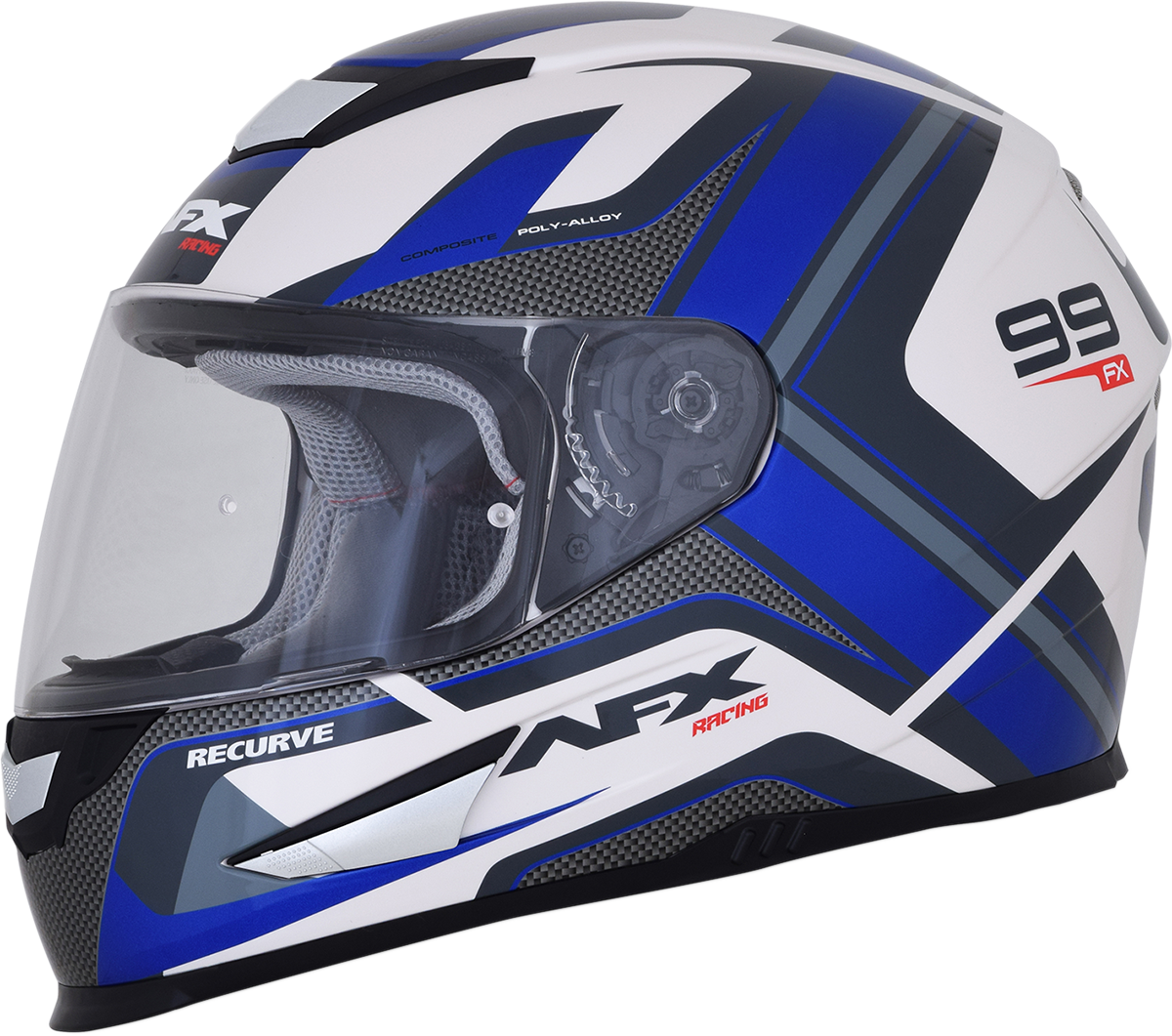 AFX FX-99 Full Face Helmet Recurve Pearl White/Blue