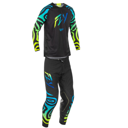 FLY Racing 2025 Evolution DST Zen Jersey Pant Combo Black/Blue/Yellow