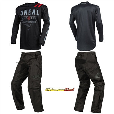 O'NEAL 2022 Element Threat Dirt Jersey and Apocalypse Pant Combo Black/White/Red