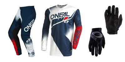 Oneal 2022 Element Racewear Blue/Red Jersey Pant Matrix Gloves Combo