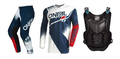 O'NEAL 2022 Element Racewear Blue/White Jersey Pant Chest Protector Combo