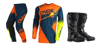 O'NEAL 2022 Element Racewear Blue/Orange Jersey Pant Boots Combo