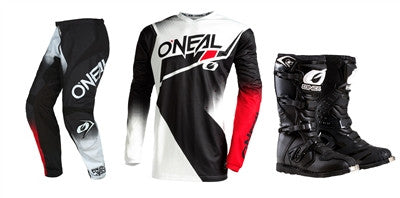 O'NEAL 2022 Element Racewear Black/White/Red Jersey Pant Rider Boots Combo