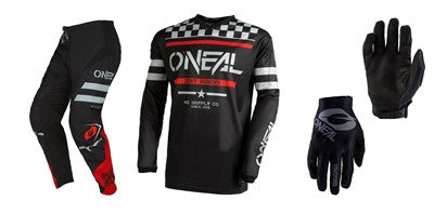Oneal 2022 Element Squadron Black Jersey Pant Matrix Gloves Combo