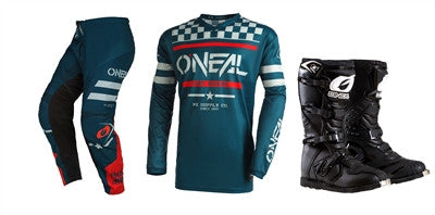 O'NEAL 2022 Element Squadron Teal/Grey Jersey Pant Rider Boots Combo
