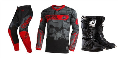 O'NEAL 2022 Element Camo Black/Red Jersey Pant Rider Boots Combo