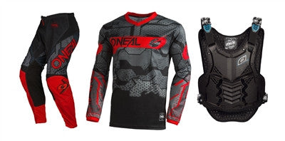 O'NEAL 2022 Element Camo Black/Red Jersey Pant Chest Protector Combo