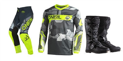 O'NEAL 2022 Element Camo Grey/Yellow Jersey Pant Boots Combo