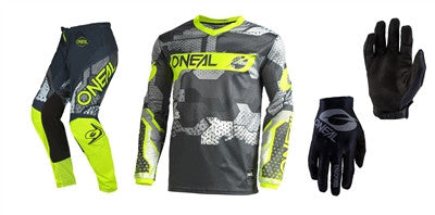 Oneal 2022 Element Camo Yellow Jersey Pant Matrix Gloves Combo