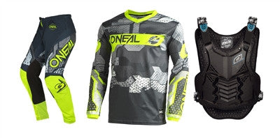 O'NEAL 2022 Element Camo Grey/Yellow Jersey Pant Chest Protector Combo