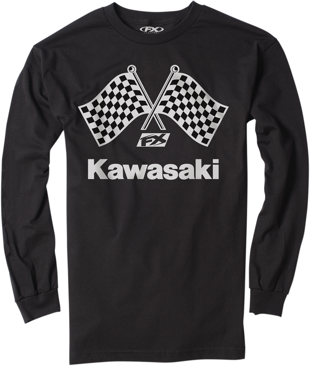 Factory Effex Kawasaki Finish Line Long-Sleeve T-Shirt - Black