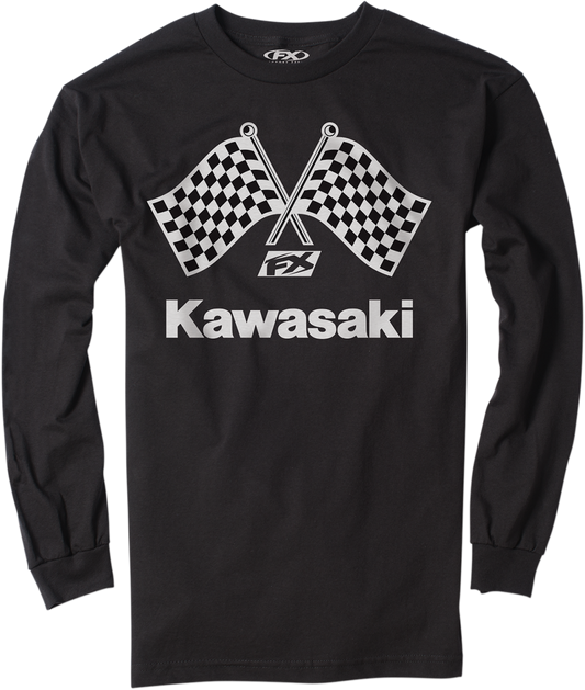 Factory Effex Kawasaki Finish Line Long-Sleeve T-Shirt - Black