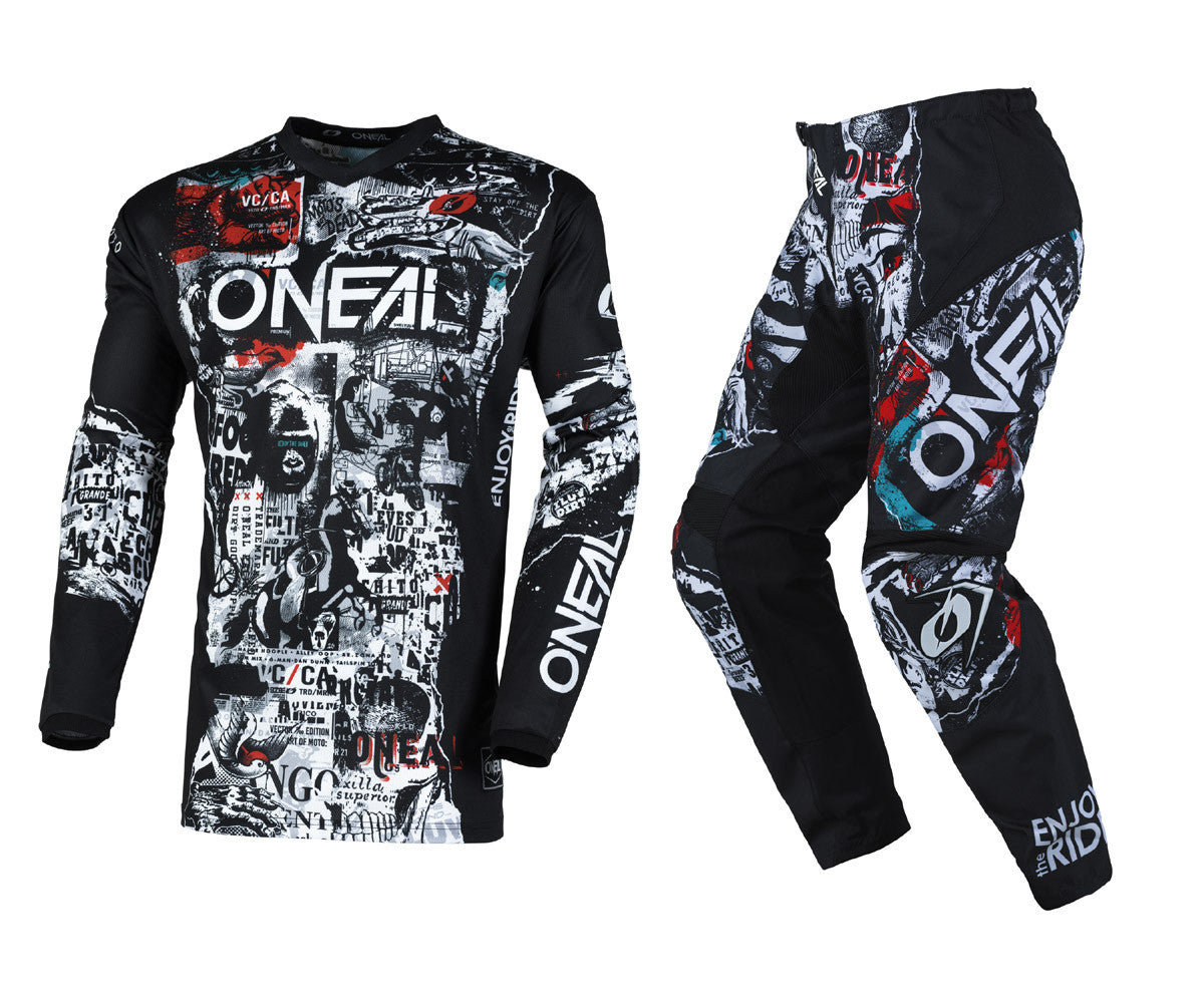 O'Neal 2025 Youth Element Attack Jersey Pant Combo Black/White