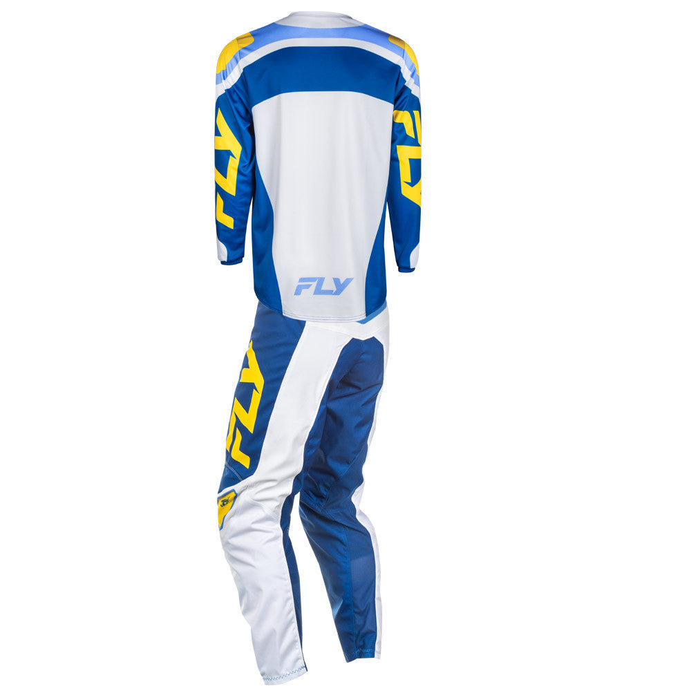 FLY Racing 2025 F-16 Jersey Pant Combo White/Dark Blue/Yellow
