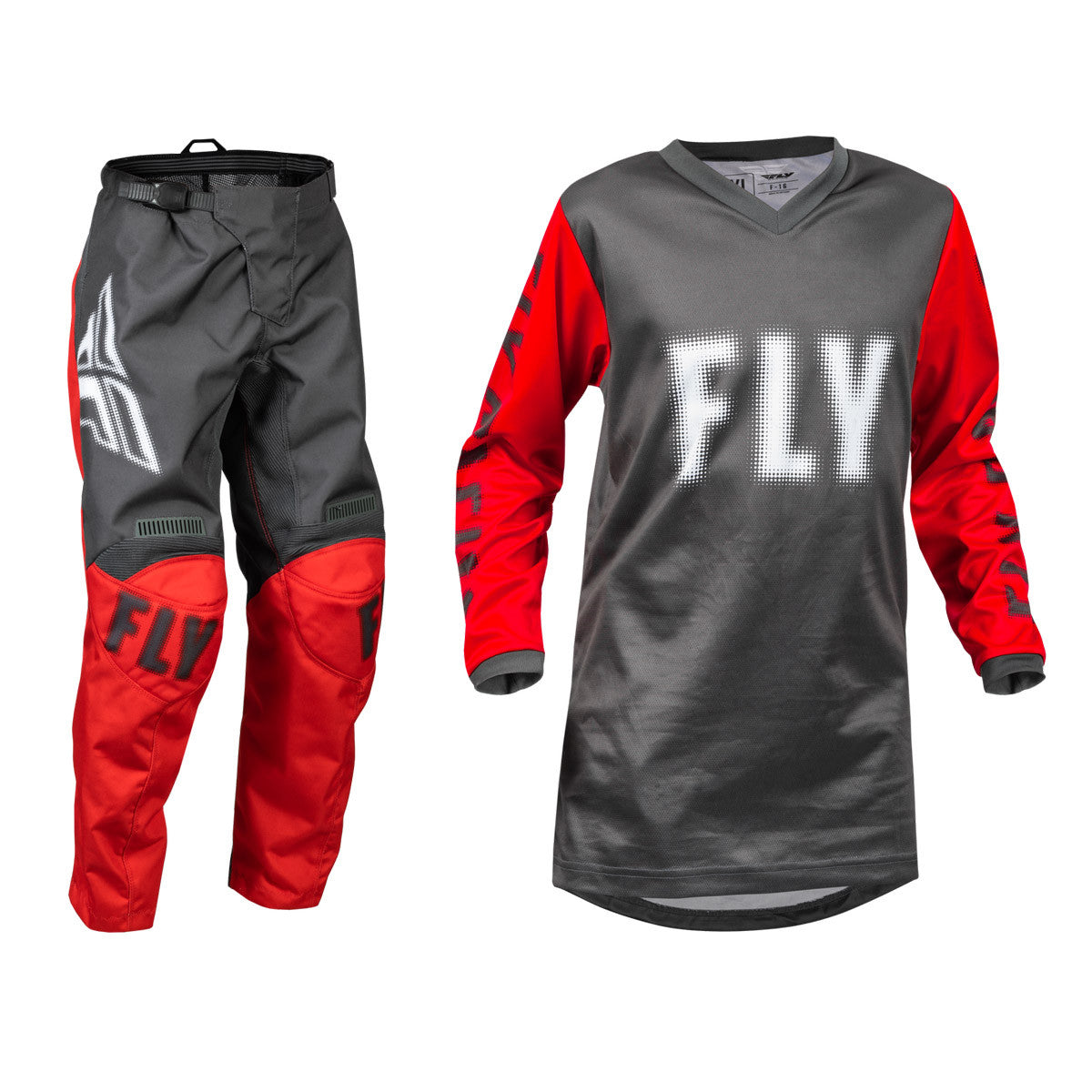 FLY Racing 2024 Youth F-16 Jersey Pant Combo Grey/Red