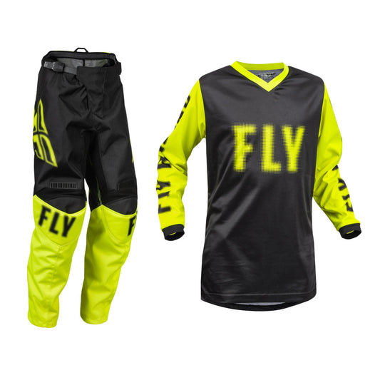 FLY Racing 2024 Youth F-16 Jersey Pant Combo Black/Hi-Vis