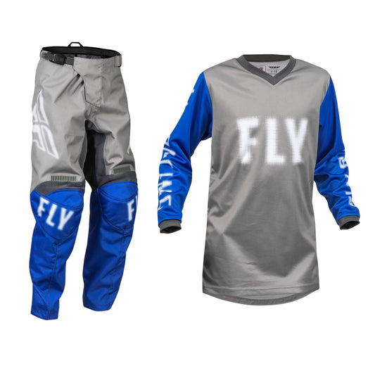 FLY Racing 2024 Youth F-16 Jersey Pant Combo Grey/Blue
