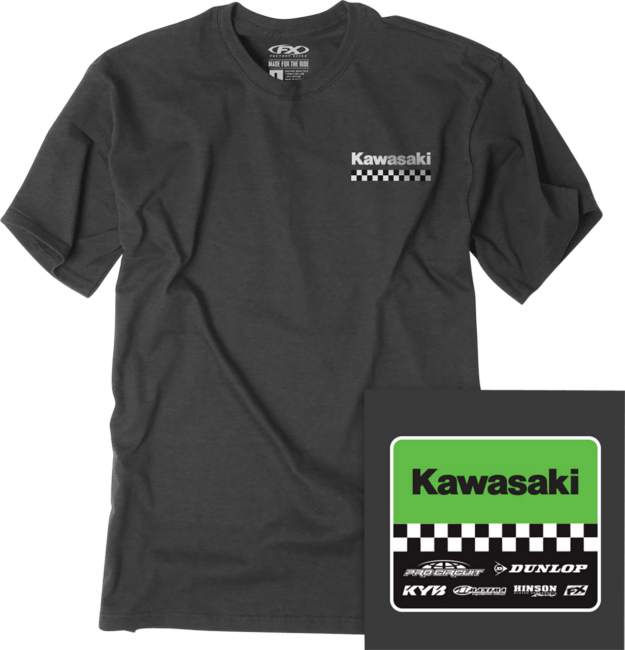 Factory Effex Youth Kawasaki Starting Line T-Shirt Heather Charcoal