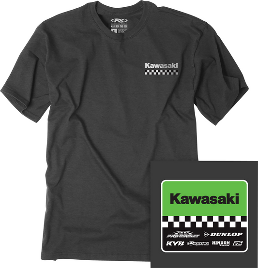 Factory Effex Youth Kawasaki Starting Line T-Shirt Heather Charcoal