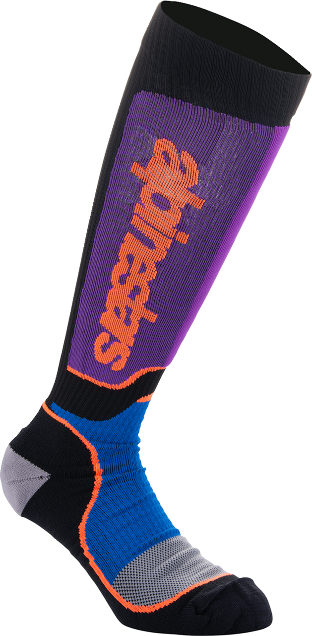 Alpinestars 2024 Youth MX Plus Socks - Black/Purple/Blue/Orange