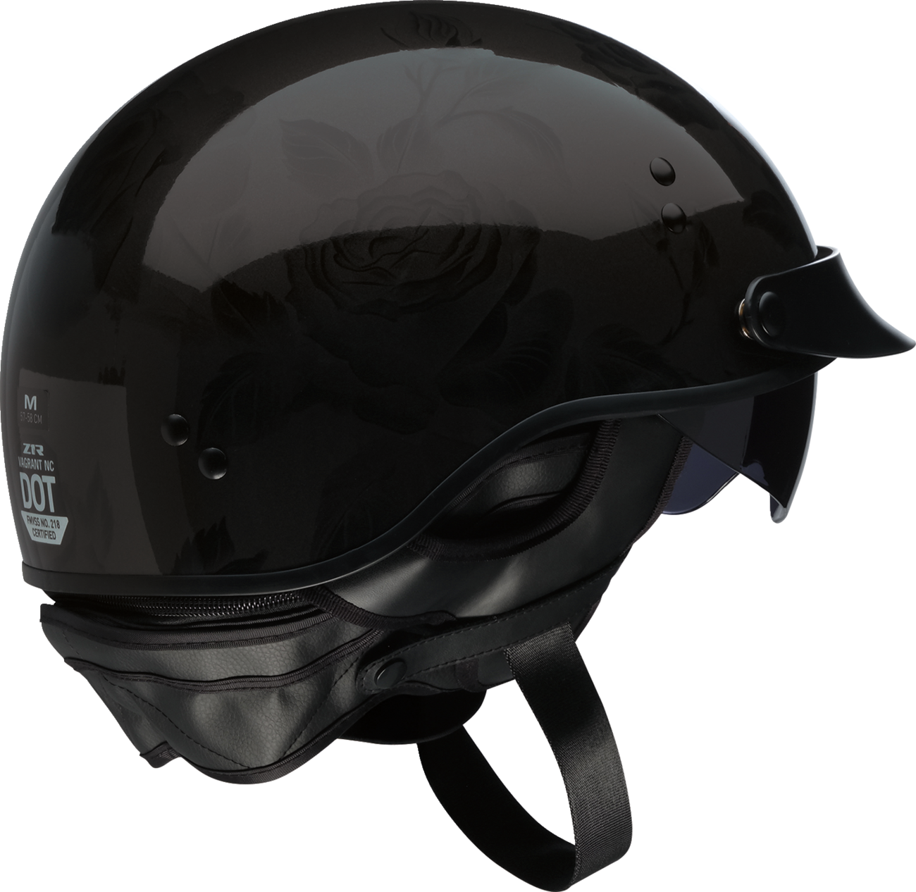 Z1R Vagrant NC Half Cruiser Helmet Rose Black