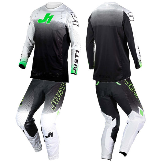 JUST1 2025 Moto Flex 2.0 Jersey Pant Combo White Transition Green Black