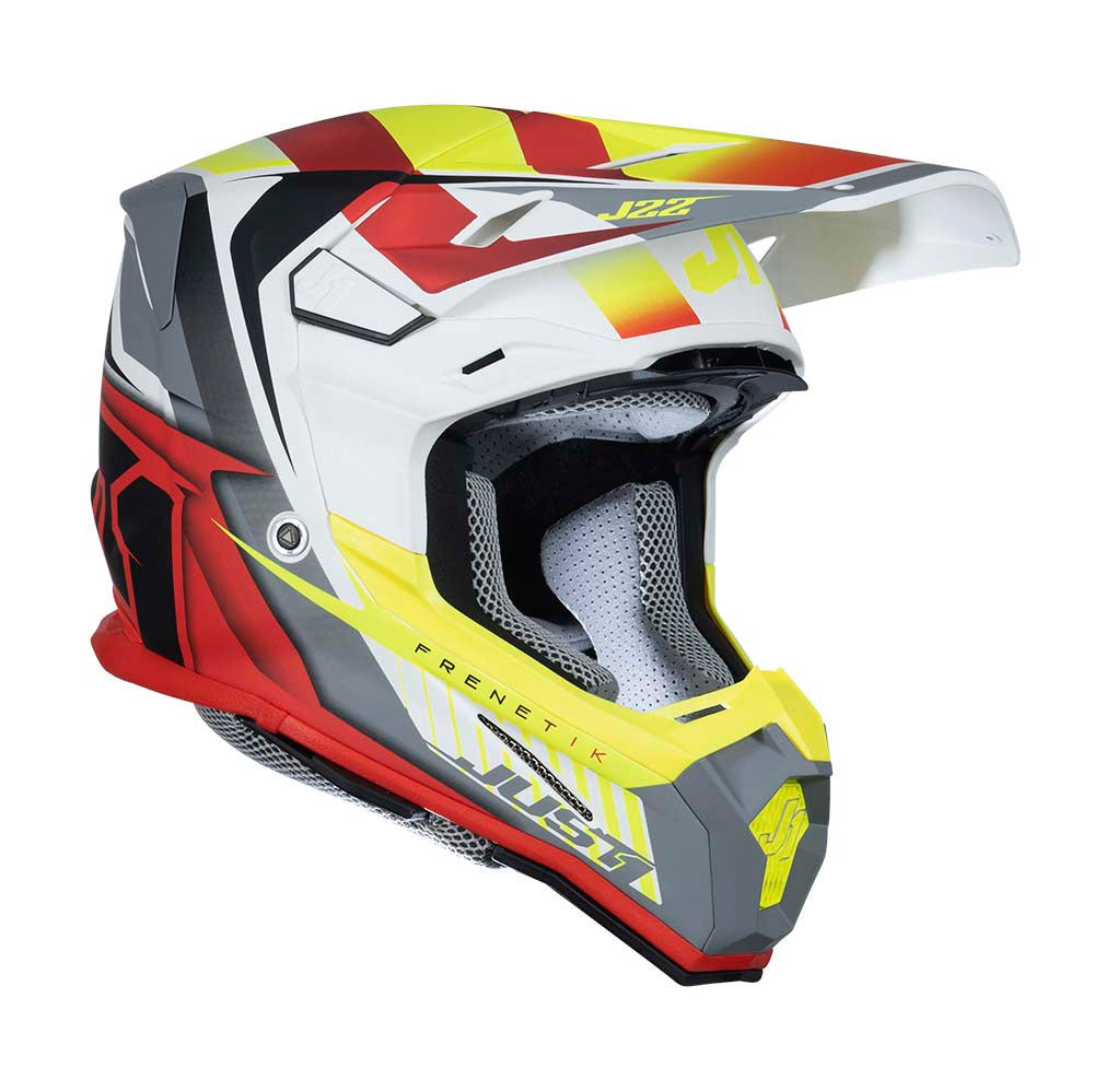 Just  1 J22F Frenetik Offroad Helmet Fire Fluo Yellow/Red/White