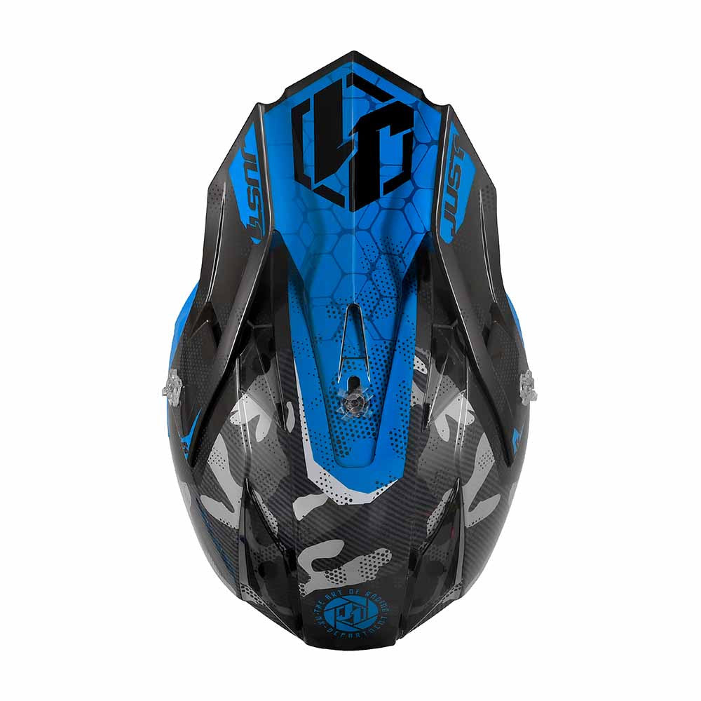 JUST1 Youth J32 Camo Offroad Helmet Gloss Black/Camo Fluo Blue