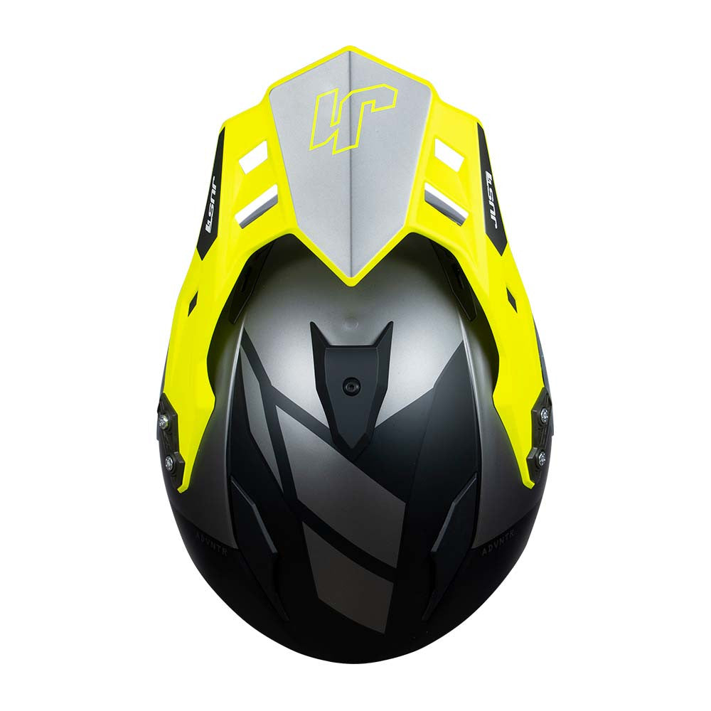 JUST1 J34 Pro Outerspace Adventure Dual Sport Helmet Blacl/Titanium/Yellow Fluo